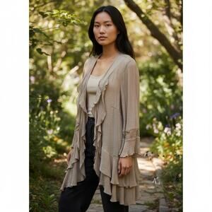 Shawl Open Lace Back Gauze SZ 1X J GEE Oversized Top Drapery Victorian Coquette